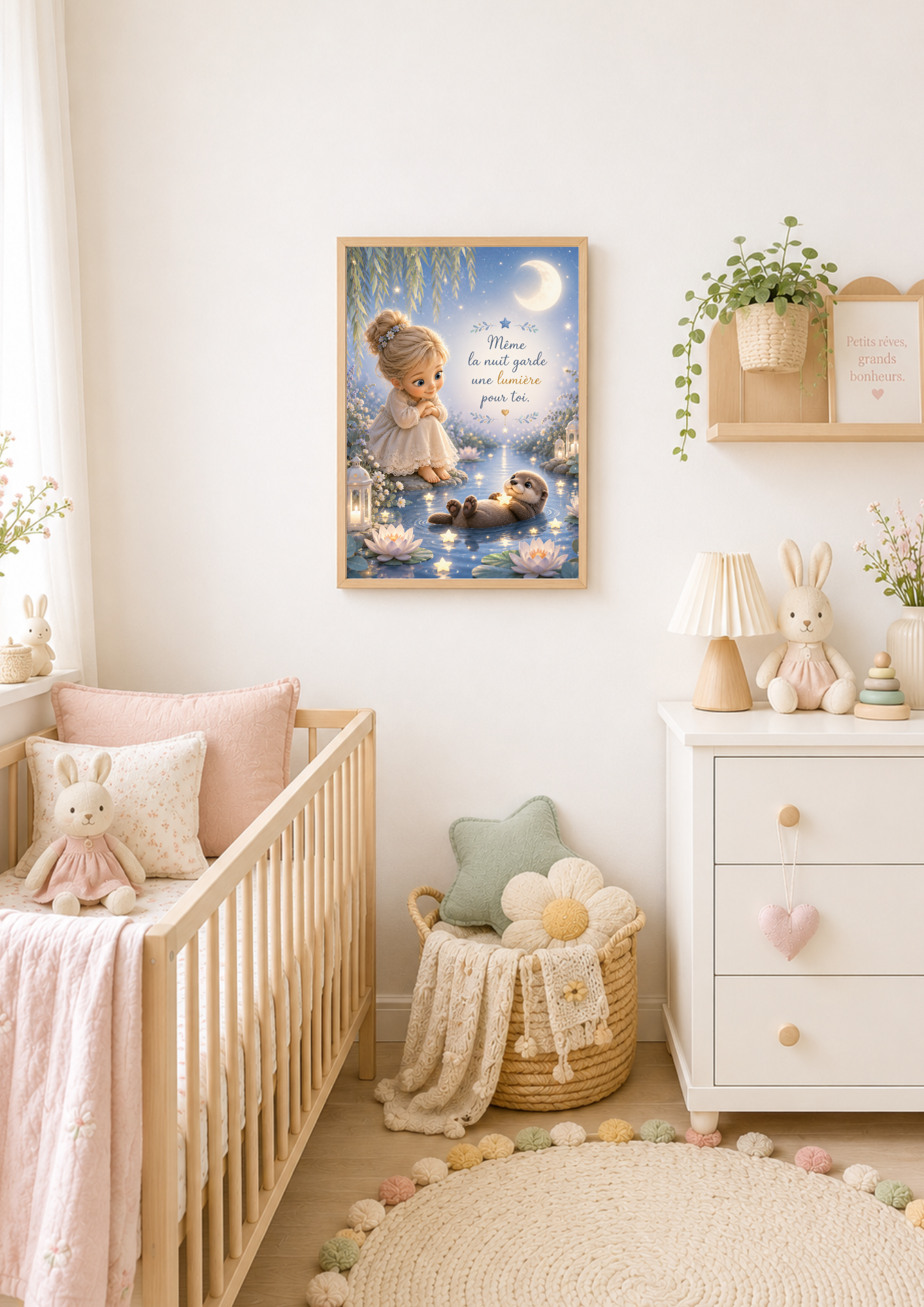 Affiche enfant ♡ Même  la nuit garde une lumière pour toi