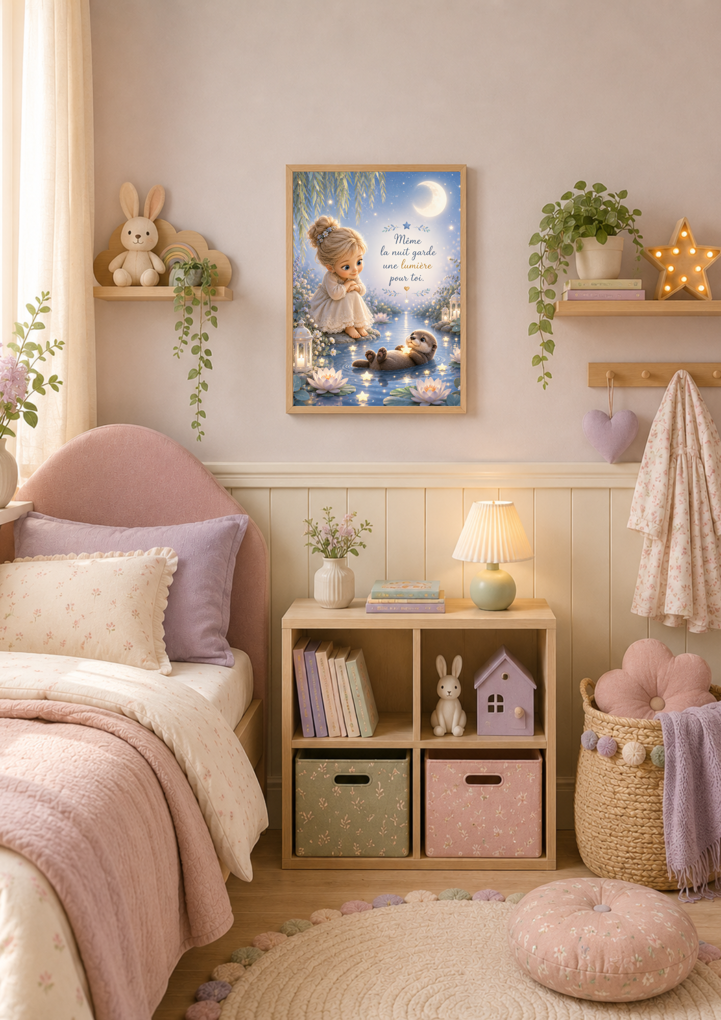 Affiche enfant ♡ Même  la nuit garde une lumière pour toi