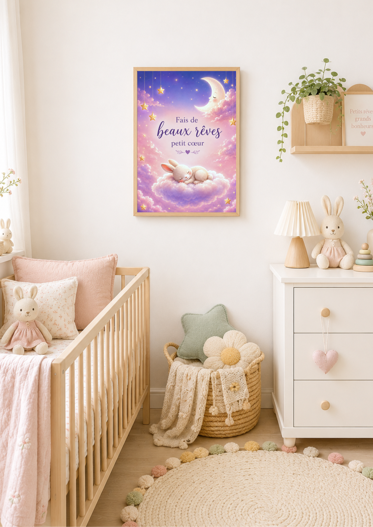 Affiche chambre bébé ♡ Fais de beaux rêves petit cœur
