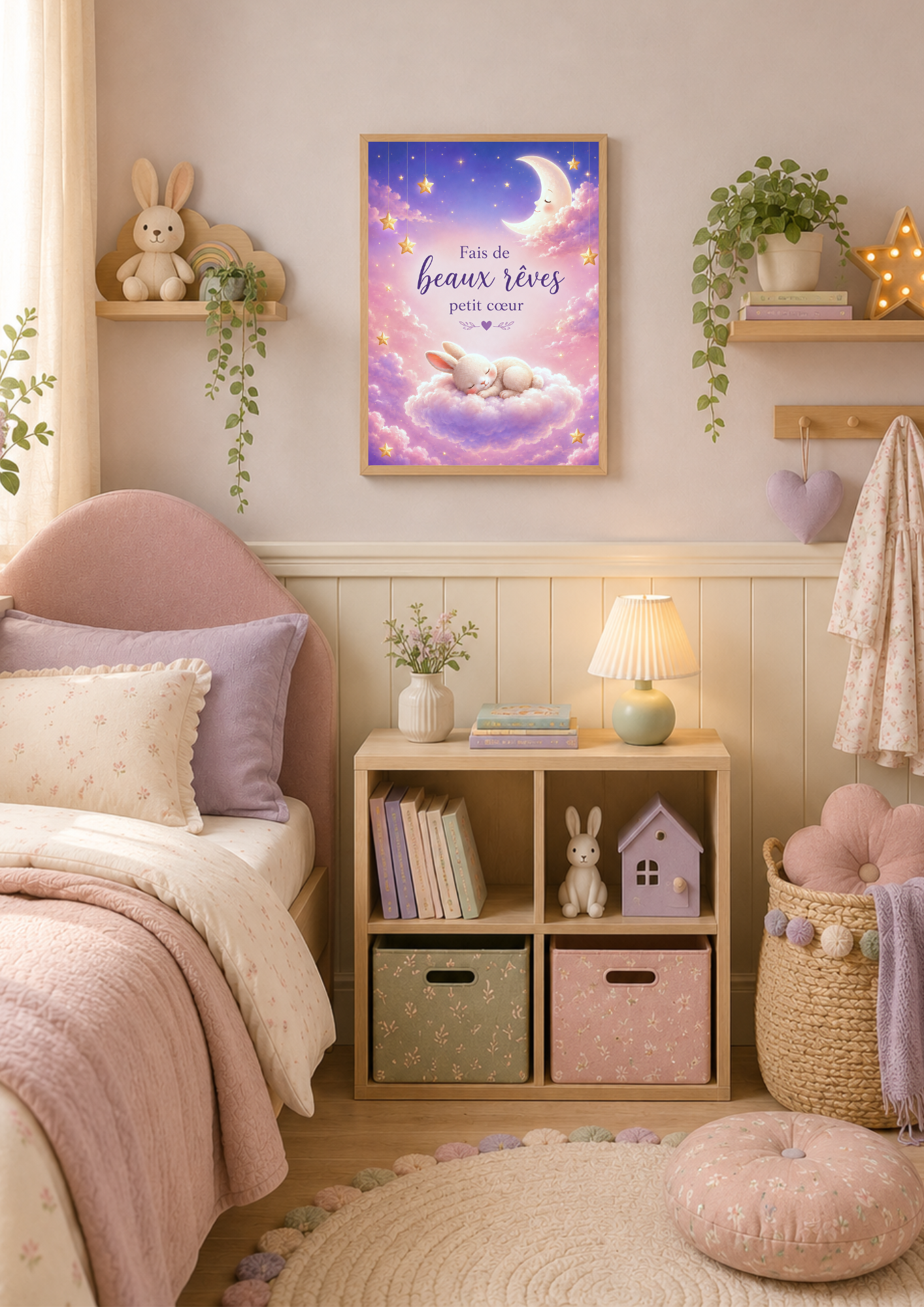Affiche chambre bébé ♡ Fais de beaux rêves petit cœur